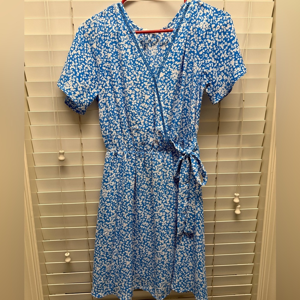 Sienna Sky Blue and White Floral Midi Dress